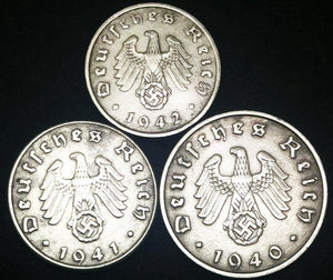 Authentic German WWII Rare Coin Set 1 Pf, 5Pf,& 10Pf Coins Historical Artifacts - Collectors Couch