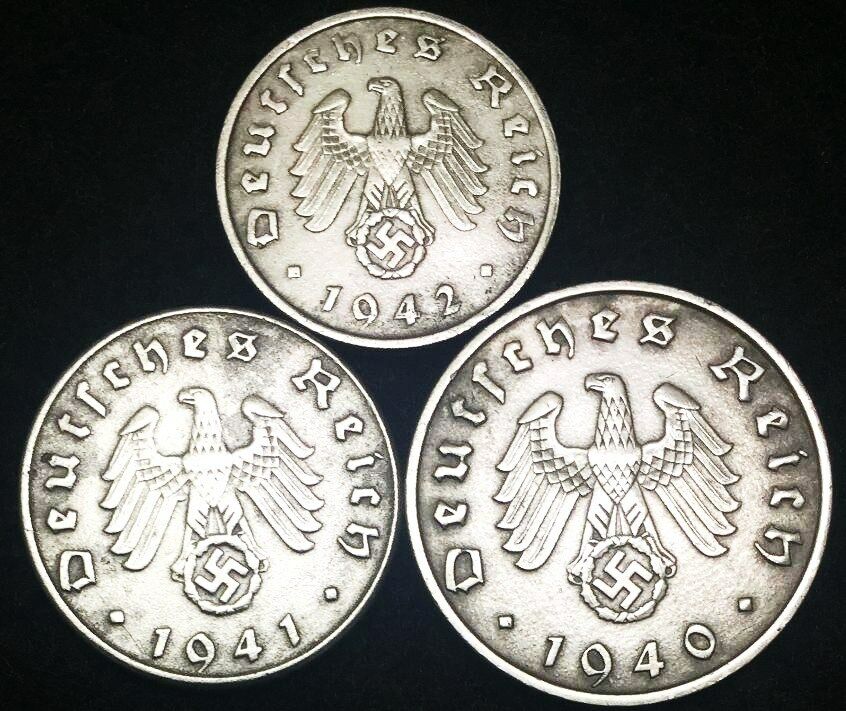 Authentic German WWII Rare Coin Set 1 Pf, 5Pf,& 10Pf Coins Historical Artifacts