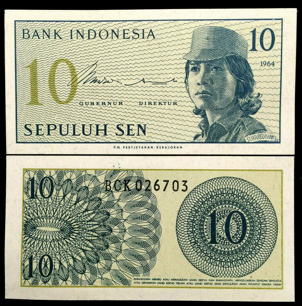 Indonesia 10 Sen Banknote World Paper Money UNC Currency Bill Note
