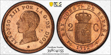 Load image into Gallery viewer, SPAIN 2 CENTIMOS 1912-PC V  PCGS MS 65 RD RARE - Collectors Couch