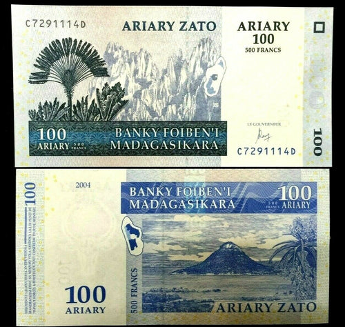 Madagascar 100 Ariary Banknote World Paper Money UNC Currency Bill Note - Collectors Couch