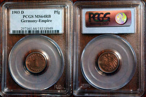 1903-D Germany Pfennig PCGS MS64 RB - 117 Years Old Historical Artifact