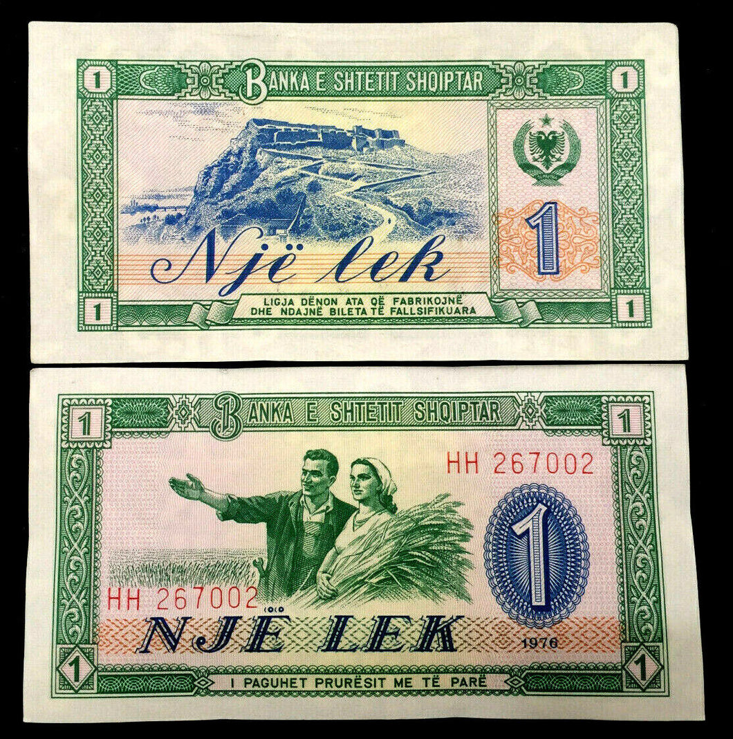 Albania 1 Leke 1976 Banknote World Paper Money UNC Currency Bill Note - Collectors Couch