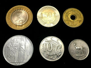 World Coin Lot - Australia, Japan, UAE,  Italy, India, Turkey Plus 2 Bonus Bills - Collectors Couch