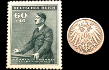 Load image into Gallery viewer, Authentic German WW2 Stamp &amp; Antique 5 Pf German Coin - Historical Artifacts - Collectors Couch