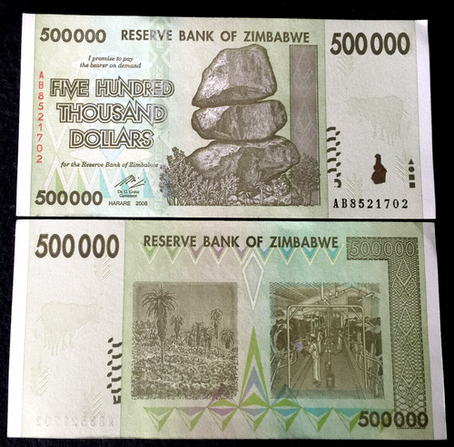 Zimbabwe 500000 Dollars 2008 P76 Banknote World Paper Money Currency UNC - Collectors Couch