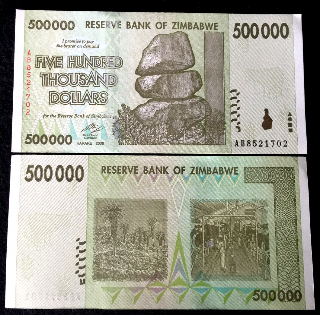 Zimbabwe 500000 Dollars 2008 P76 Banknote World Paper Money Currency UNC