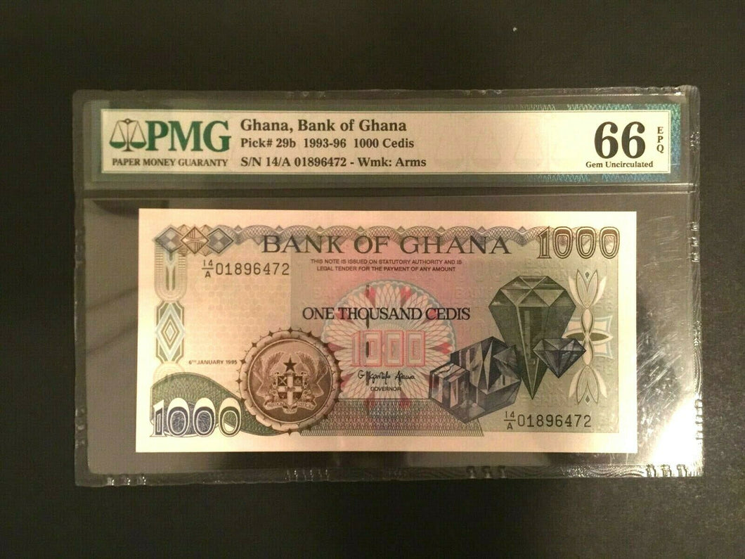 Ghana 1000 Cedis Banknote World Paper Money PMG 67 EPQ Superb Gem L2