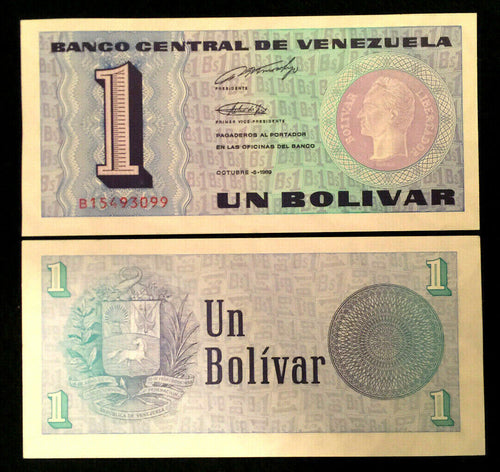 Venezuela 1 Bolivar 1989 Banknote World Paper Money UNC Currency Bill Note - Collectors Couch