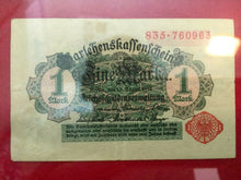 Load image into Gallery viewer, WW2 Rare German 10 Reichspfennig Brass Coin &amp; Unused Stamp &amp; 1 Mark 1914 Bill