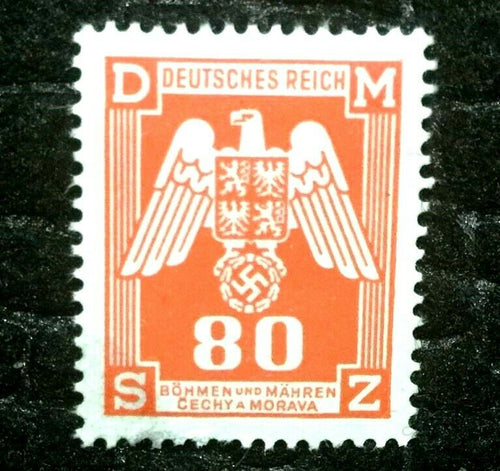 Rare Old Authentic WWII German Nazi Eagle Unused Stamp with SWASTIKA - 80K