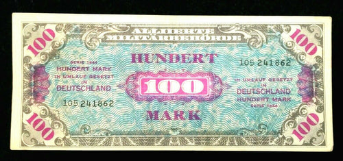 1944 WWII Germany Allied Occupation Military Currency 100 Mark Banknote - S105 - Collectors Couch