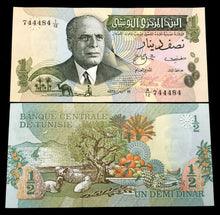 Load image into Gallery viewer, Tunisia 1/2 Dinar P69 1973 Banknote World Paper Money UNC Currency Bill Note