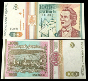 Romania 1000 Lei 1993 Banknote World Paper Money UNC Currency Bill Note