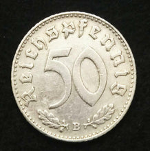 Load image into Gallery viewer, Rare WW2 German Rare 50 Rp Coin &amp;  Stamp in Secure Metal Display Frame - Collectors Couch