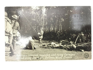 Antique WW1 Rare Postcard - American Advance Belleau Wood France - Historical