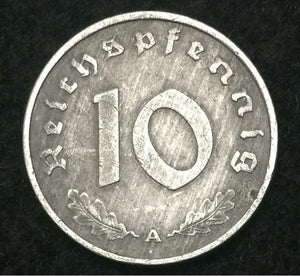 Authentic Old Rare  WWII German 10 Rp Coin & UNC Stamps World War 2 Artifacts