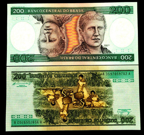 Brazil 200 Cruzeiros Banknote World Paper Money UNC Currency Bill Note - Collectors Couch