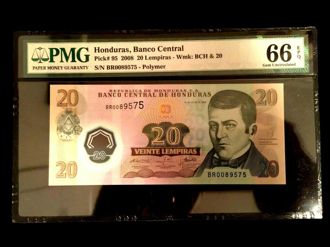 Honduras 20 Lempiras 2003 Banknote World Paper Money UNC - PMG Certified