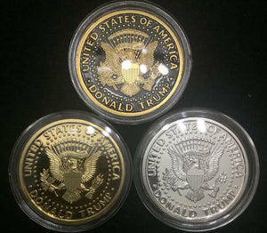 ✯ DONALD TRUMP ✯ US GOLD/SILVER EAGLE ✯ GREAT NOVELTY GIFT ✯ SECURE CAPSULE ✯