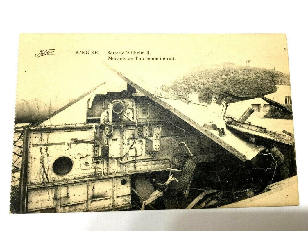 Antique WW1 Rare Postcard - Batterie Whilhem II at Knocke Belgium - Antique