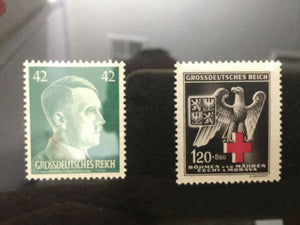 Authentic Rare German 1000 Mark Bill & 5 Mark SILVER Coin & Stamps