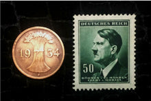 Load image into Gallery viewer, Authentic German WW2 Unused Stamp &amp; Rare WW2 German 1 Reichspfennig - Collectors Couch