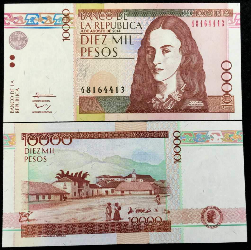 Colombia 10000 Pesos 2014  Banknote World Paper Money UNC Currency Bill Note