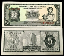 Load image into Gallery viewer, Paraguay 5 Guaranies 1952 Banknote World Paper Money UNC Currency Bill