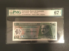 Load image into Gallery viewer, Guatemala 1 Quatezal Banknote World Paper Money UNC PMG EPQ 67 Superb Gem - L1