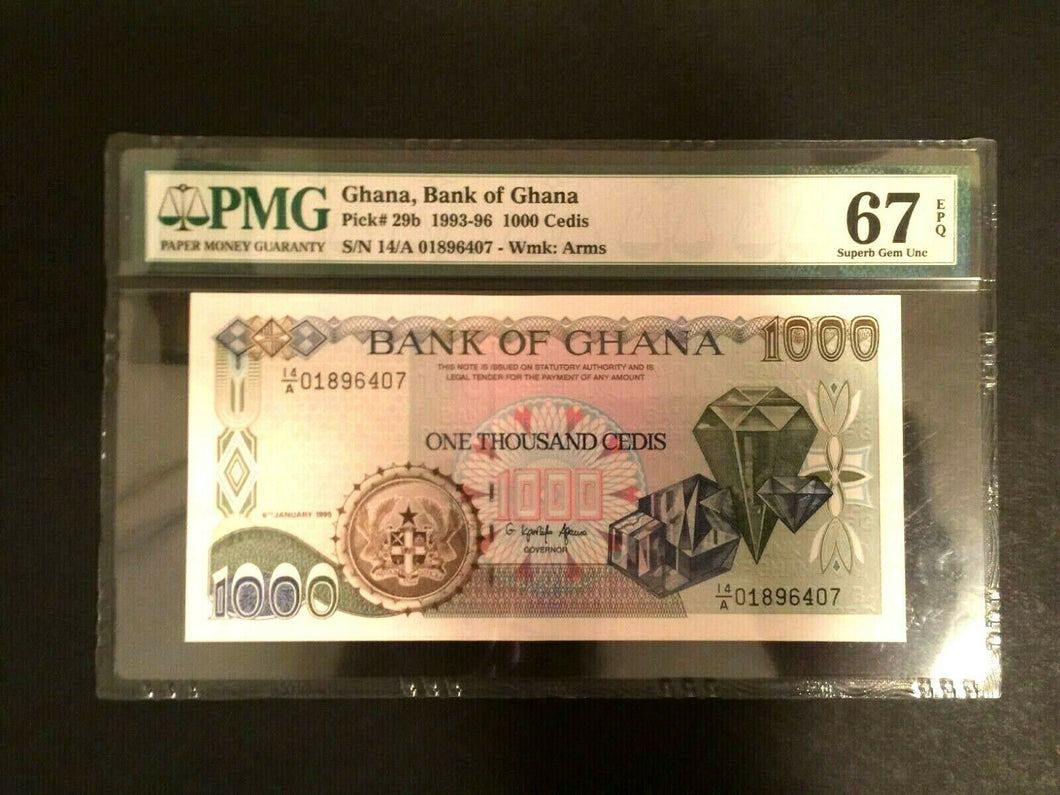 Ghana 100 Cedis Banknote World Paper Money PMG 67 EPQ Superb Gem
