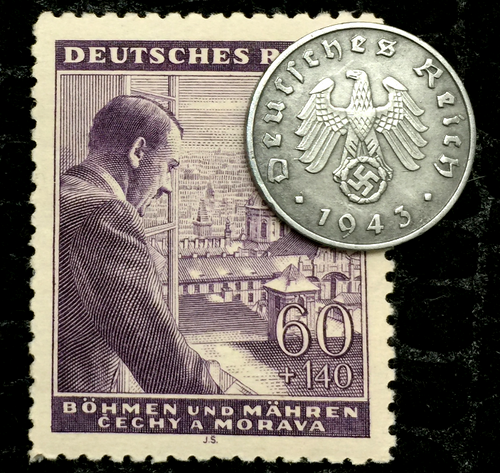 Rare Old WWII German War 1 Reichspfennig Coin & 60RP Stamp World War 2 Artifacts