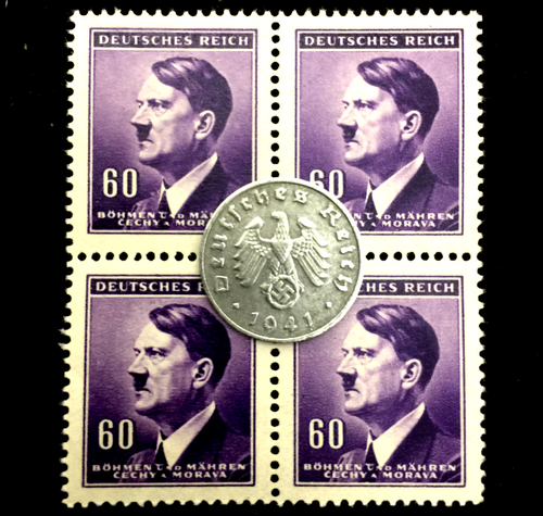 Rare WW2 German 1 Reichspfennig & Unused Stamps Authentic WW2 Artifacts