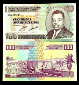 Burundi 100 Francs Banknote World Paper Money UNC Currency Bill Note