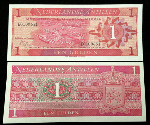 Netherlands Antilles 1 Gulden 1970 Banknote World Paper Money UNC Currency - Collectors Couch