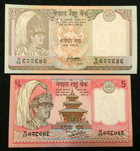 Load image into Gallery viewer, Nepal 1 2 5 and 10 Rupees Banknote Set World Paper Money UNC Currency Bill Note