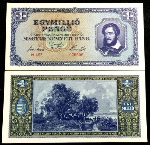 Hungary 1,000,000 Pengo P122(AU) Banknote World Paper Money - Collectors Couch