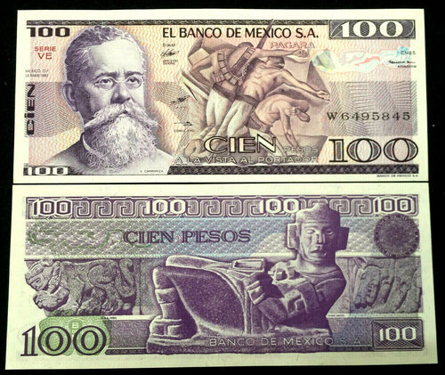 Mexico 100 Pesos 1981 Banknote World Paper Money aUNC - Collectors Couch