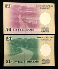 Load image into Gallery viewer, Tajikistan 1 5 20 50 Diram Banknote Set World Paper Money UNC Currency - Collectors Couch