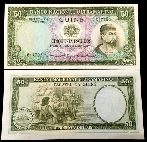 Portuguese Guinea 50 Escudos 1971 Banknote World Paper Money UNC Currency - Collectors Couch
