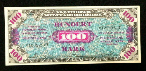 1944 WWII Germany Allied Occupation Military Currency 100 Mark Banknote - S012 - Collectors Couch