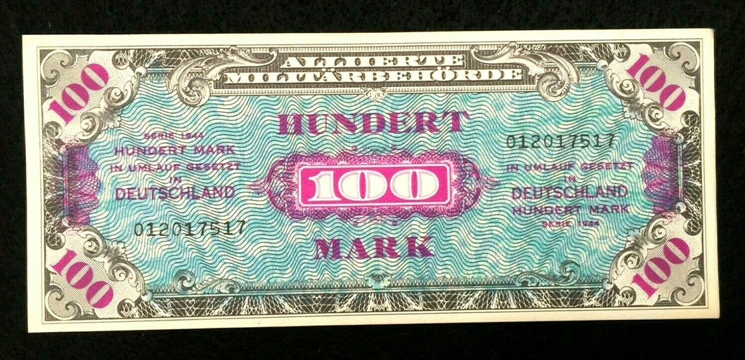 1944 WWII Germany Allied Occupation Military Currency 100 Mark Banknote - S012 - Collectors Couch
