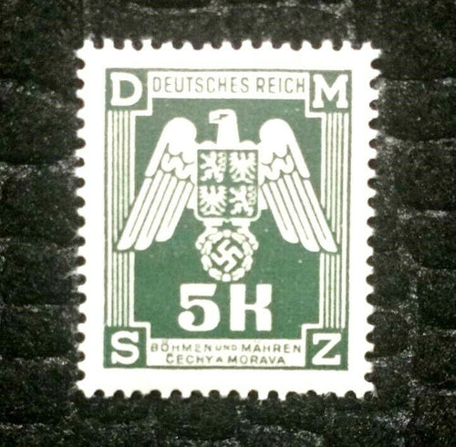 Rare Old Antique Authentic WWII Eagle Unused German Stamp with SWASTIKA - 5K
