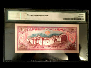 Bhutan 50 Ngultrum 2000 World Paper Money UNC Currency - PMG Certified