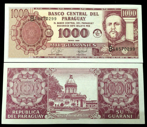 Paraguay 1000 Guaranies 1998 Banknote World Paper Money UNC Currency Bill - Collectors Couch