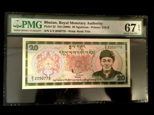 Bhutan 20 Ngultrum 2000 World Paper Money UNC Currency - PMG Certified - Collectors Couch