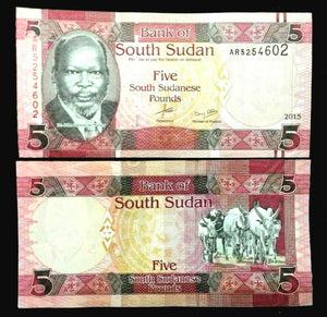 South Sudan 5 Pounds 2015 Banknote World Paper Money UNC Currency Bill Note - Collectors Couch