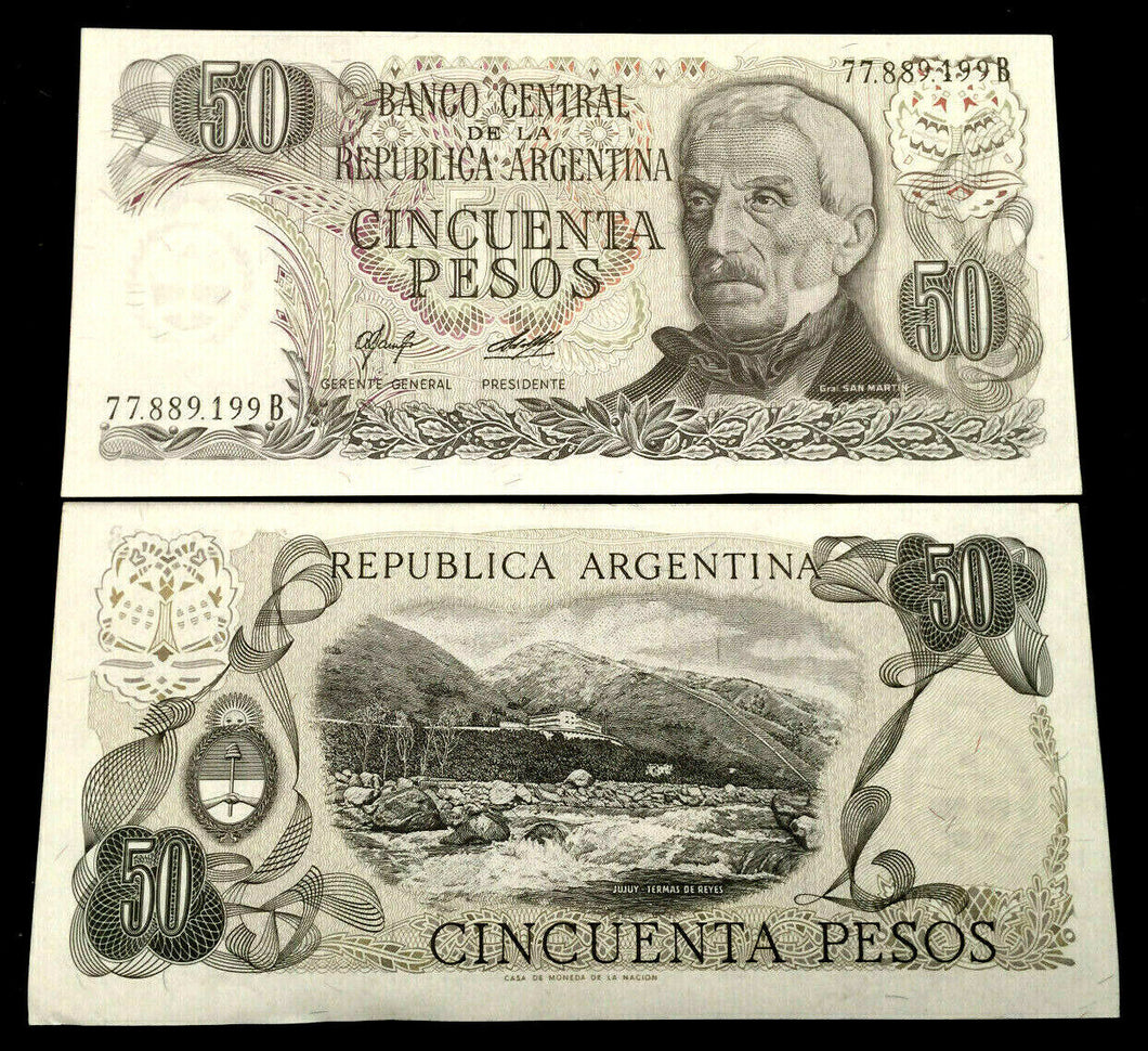 Argentina 50 Pesos 1976-78 Banknote World Paper Money UNC Currency Bill Note - Collectors Couch