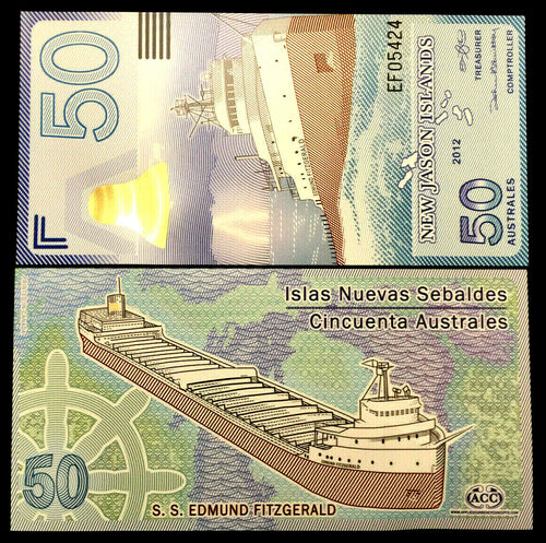 New Jason Islands 50 Australes 2012 Polymer UNC World Paper Money - Collectors Couch
