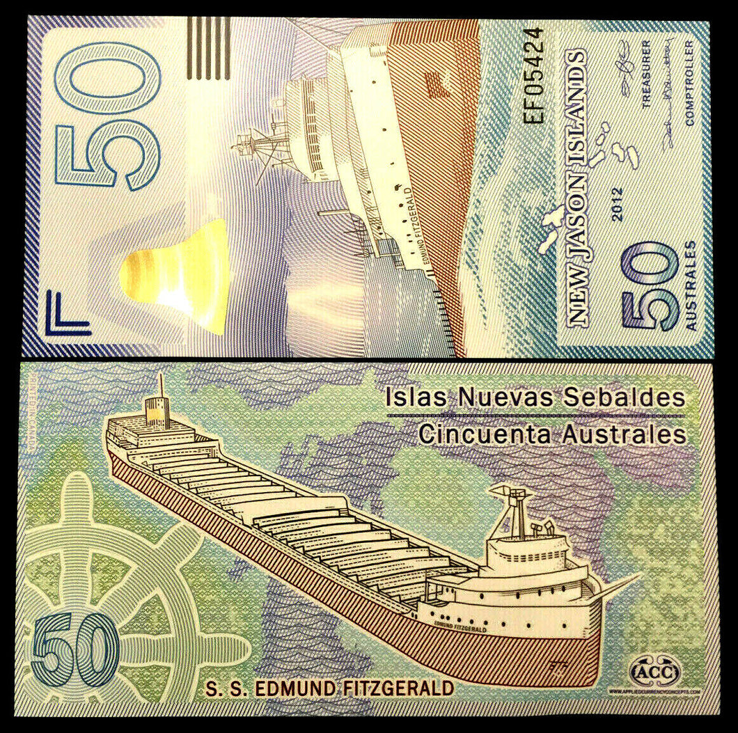 New Jason Islands 50 Australes 2012 Polymer UNC World Paper Money - Collectors Couch
